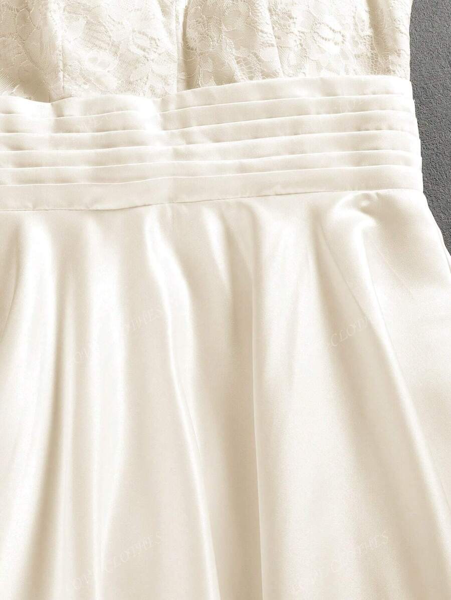 Vestido de Noiva Romântico de Renda Vestido de Saia de Média Manga em Forma de Guarda-Chuva para Chá de Panela