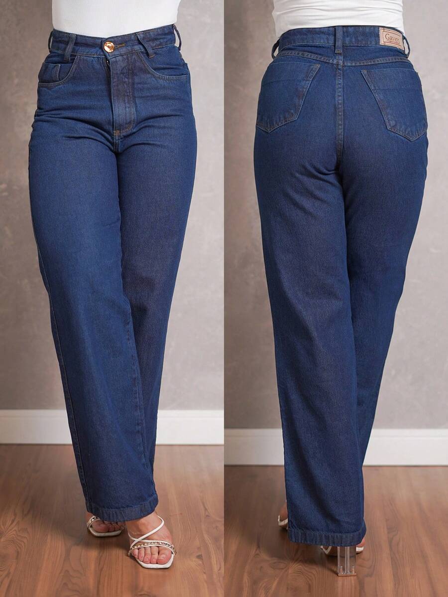 Calça Jeans Feminina Shein Wide Leg 100% Jeans Feminina Tecido Grosso Premium