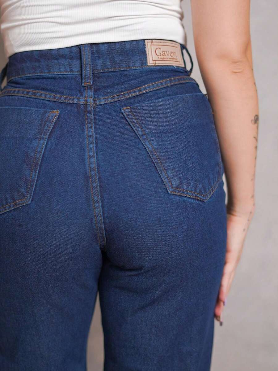 Calça Jeans Feminina Shein Wide Leg 100% Jeans Feminina Tecido Grosso Premium