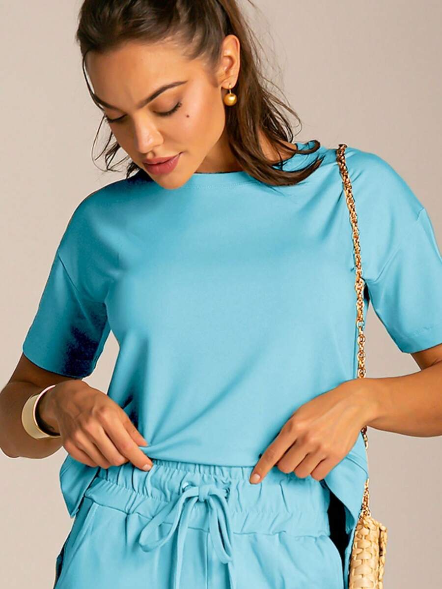 Conjunto Moletinho Feminino com Calça Pantalona e Blusa Mullet