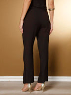 Conjunto Social Feminino com Colete e Calça em Tecido Marrant