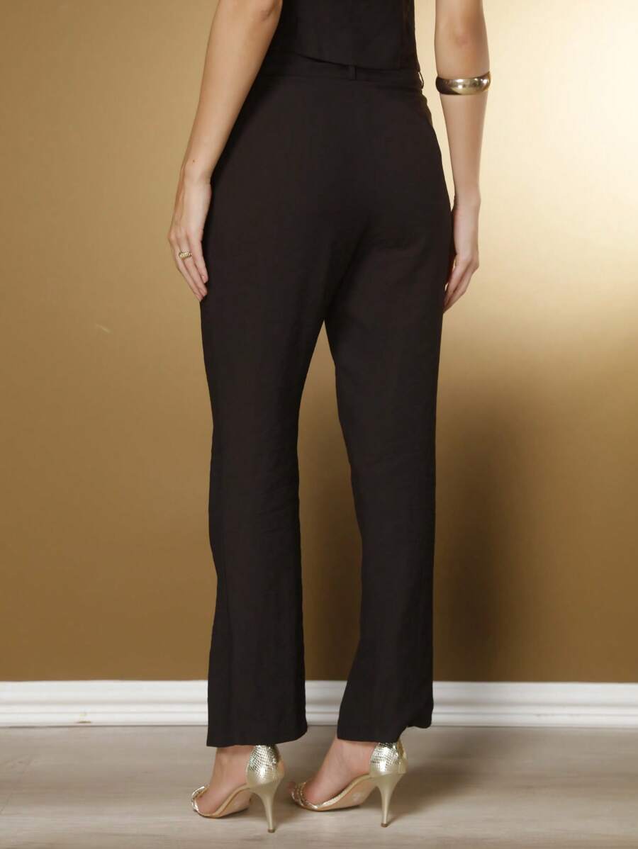Conjunto Social Feminino com Colete e Calça em Tecido Marrant