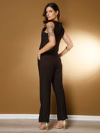 Conjunto Social Feminino com Colete e Calça em Tecido Marrant