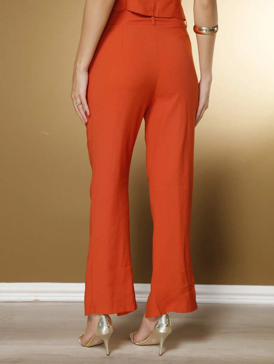Conjunto Social Feminino com Colete e Calça em Tecido Marrant