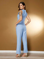 Conjunto Social Feminino com Colete e Calça em Tecido Marrant