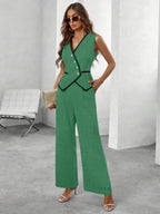 Conjunto Elegante com Colete e Calça de Perna Larga