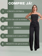 Calça Jeans Feminina Shein Wide Leg 100% Jeans Feminina Tecido Grosso Premium