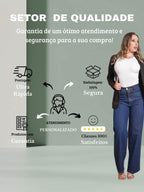 Calça Jeans Feminina Shein Wide Leg 100% Jeans Feminina Tecido Grosso Premium
