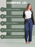 Calça Jeans Feminina Shein Wide Leg 100% Jeans Feminina Tecido Grosso Premium