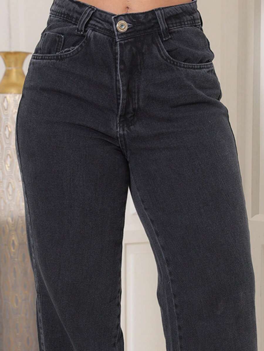 Calça Jeans Feminina Shein Wide Leg 100% Jeans Feminina Tecido Grosso Premium