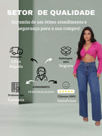Calça Jeans Feminina Shein Wide Leg 100% Jeans Feminina Tecido Grosso Premium