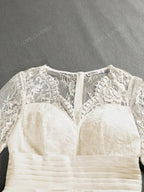 Vestido de Noiva Romântico de Renda Vestido de Saia de Média Manga em Forma de Guarda-Chuva para Chá de Panela