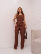 Conjunto Social Feminino com Colete e Calça